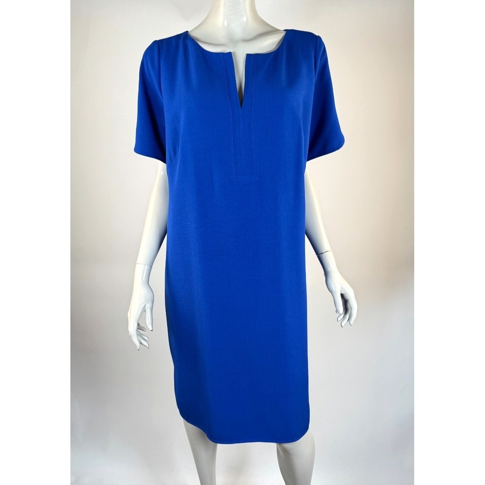 Adrianna Papell Sheath Dress Women 14W Lined Short Sleeve Zip Closure Royal Blue